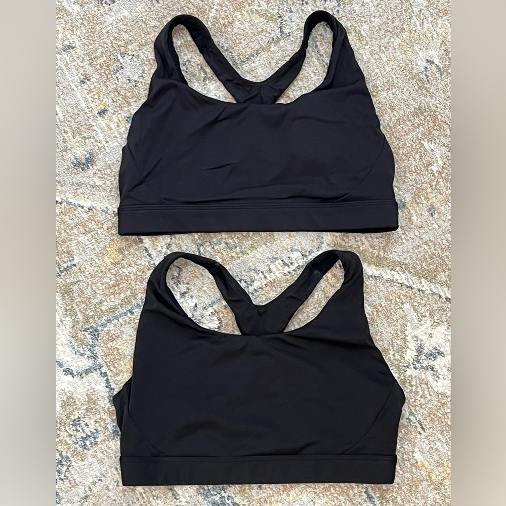 TWO black Athleta sports bras Sz Med